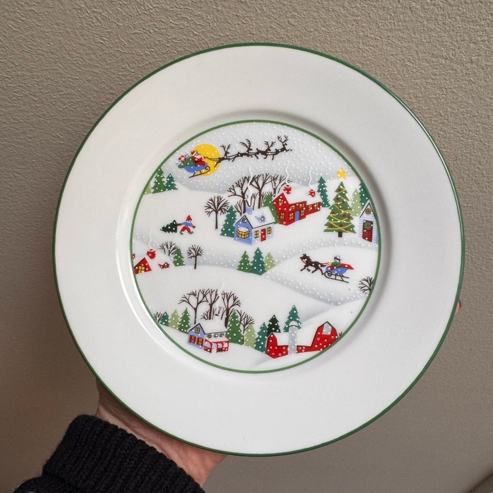 Lennox “sleigh ride” holiday plate | Bone China Winter Scene — Vintage Tag